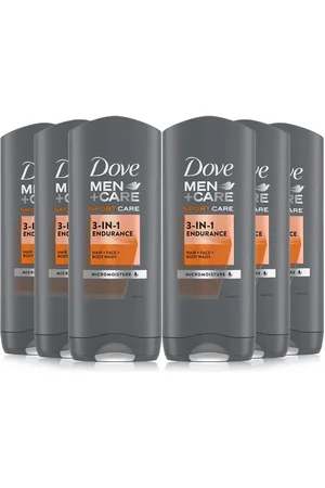 Dove Mens Men+Care Hair, Face & Body Wash, 3 in 1 Endurance, Micro Moisture, 6x400ml - - One Size