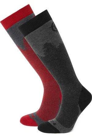 Tog 24 Aprica 2 Pack Mens Ski Sock Black/Chilli Red Wool - Size Large