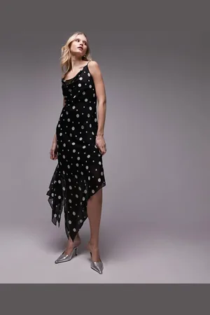 Topshop Womens sheer midi slip dress in mono spot-Multi - - Size 6 UK