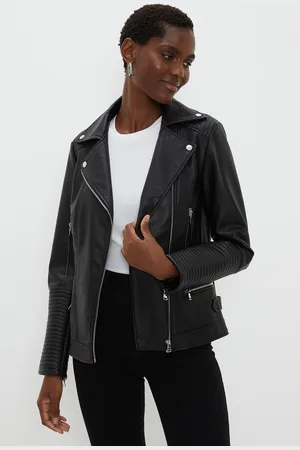 wallis Womens Faux Leather Tab Detail Biker Jacket - Size 8 UK