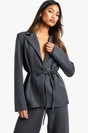 Boohoo Womens Marl Tailored Belt Detail Blazer - - Size 16 UK