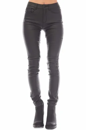 ONLY Womens Anne K Faux Leather Trousers in Faux Leather (archived) - Size 16 Short