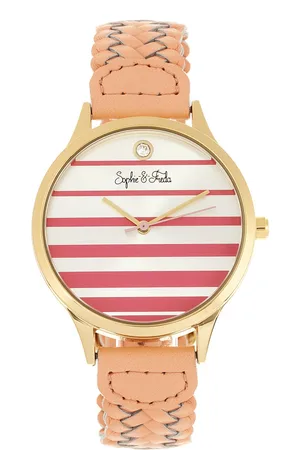 Sophie & Freda Womens Tucson Leather-Band Watch w/Swarovski Crystals - Stainless Steel - One Size