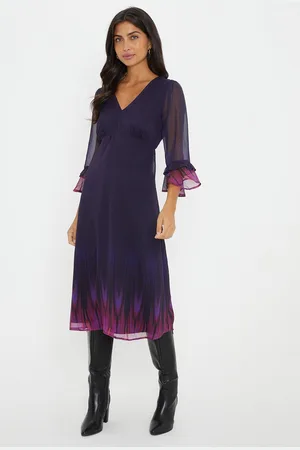 wallis Womens Flute Sleeve Midi Dress - - Size 8 UK