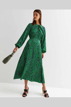 Gini London Womens Animal Twist Neck Long Sleeves Midi Dress - - Size 12 UK
