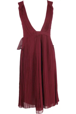 Burberry Pre-owned Womens Pleated Midi Sleeveless Dress in Viscose - Size 6 UK
