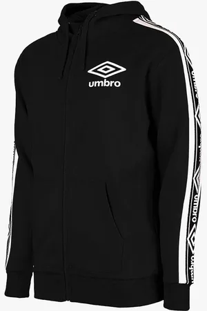 Umbro Long Sleeve Zip Up Black Mens Taped Hoodie Track Jacket 65506U FL3 - Cotton - Size Medium