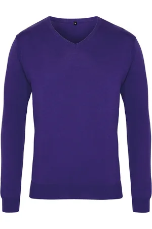 Premier Mens Knitted Cotton Acrylic V Neck Sweatshirt - Size Small