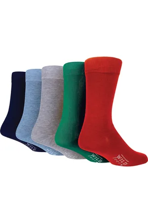 Wild Feet Wild Feet - 5 Pack Mens Breathable Plain Coloured Bamboo Socks - - Size UK 7-11