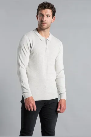 Kensington Eastside Mens Cotton Knitted Long Sleeve 1/4 Zip Polo - Size X-Large