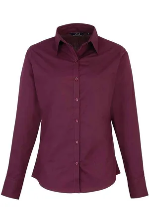 Premier Womens/Ladies Long-Sleeved Shirt (Aubergine) - - Size 26 UK