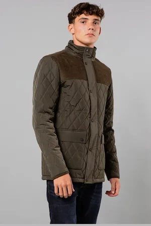 Kensington Eastside Mens Diamond Quilted Jacket With Corduroy Detail - Size Medium