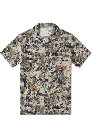 Lanvin Mens Alpine Print Khaki Shirt - Size X-Large