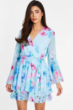 Quiz Womens Floral Chiffon Skater Dress - Size 6 UK
