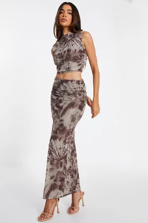 Quiz Womens Mesh Marble Print Midaxi Skirt - Size 10 UK