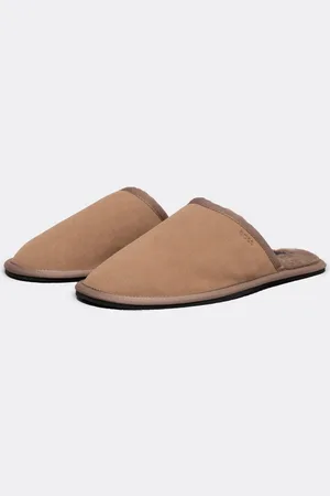 HUGO BOSS Mens Faux-Suede Mule Slippers with Rubber Sole - - Size UK 8