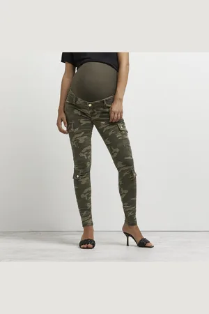 River Island Womens Cargo Trousers Maternity Camo Print Cotton - Size 16 Regular