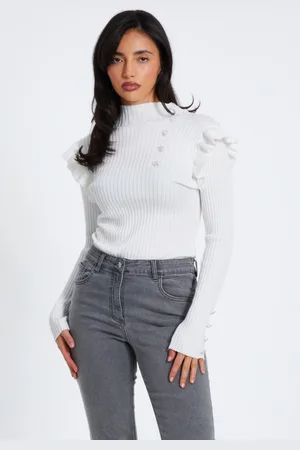 Quiz Womens Knit Frill Jumper - Size Medium