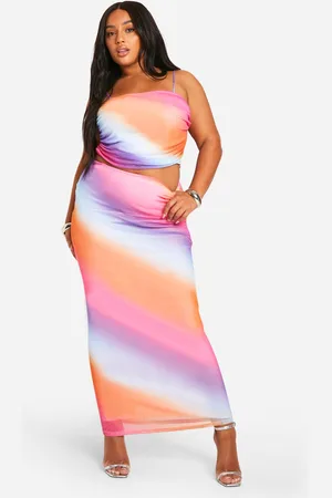 Boohoo Womens Plus Mesh Ombre Print Maxi Skirt - - Size 28 UK