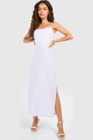 Boohoo Womens Linen Look Strap Detail Maxi Dress - viscose - Size 14 UK