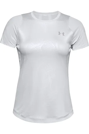 Under Armour Womens Qualifier T-Shirt Embossed Top Ice 1350179 014 - - Size Large