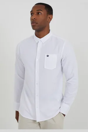 Brave Soul Mens Cotton Long Sleeve Oxford Shirt - Size Small