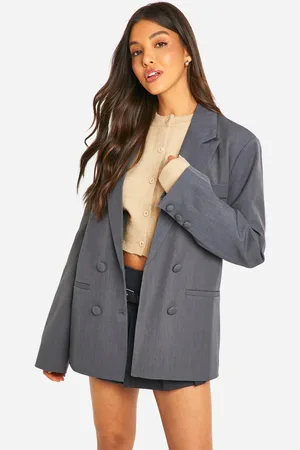 Boohoo Womens Double Breasted Relaxed Fit Tailored Blazer - - Size 14 UK