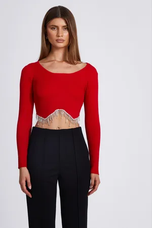 Quiz Womens Knit Diamante Crop Top - Size Medium