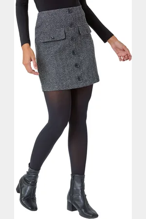 Roman Womens Tweed Look Button Stretch Skirt - - Size 20 UK