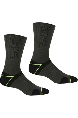 Regatta Mens Blister Protection II Socks (Pack of 2) ( /Electric Lime) - Size UK 9-12