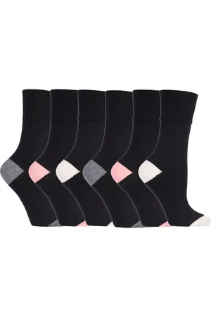 Gentle Grip Womens - 6 Pairs Ladies Non Elastic Socks - SOLRP09HT - Cotton - Size UK 4-8