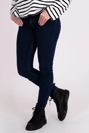 Monkee Genes Womens Dark Indigo Organic Cotton Blend Skinny Mid-Rise Denim Jeans - - Size 34W/32L