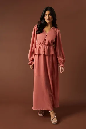 Oasis Womens Plain Peplum Hem Belted Maxi Dress - - Size 10 UK