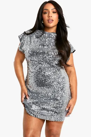 Boohoo Womens Plus Sequin Gathered Detail Mini Shift Dress - - Size 20 UK