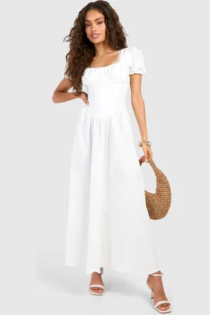 Boohoo Womens Puff Sleeve Milkmaid Midaxi Dress - - Size 14 UK
