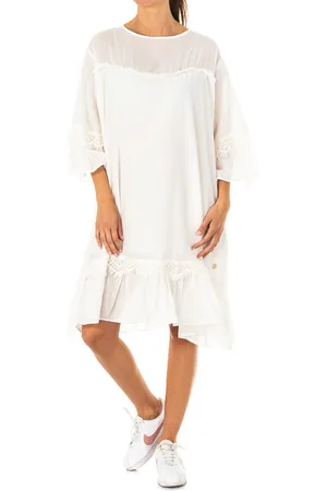La Martina Womens Stretch dress with 3/4 sleeve round neck LWD006 woman - Cotton - Size Medium