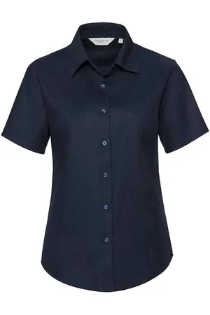 Russell Athletic Collection Womens/Ladies Oxford Short-Sleeved Shirt (Bright Navy) - - Size Large