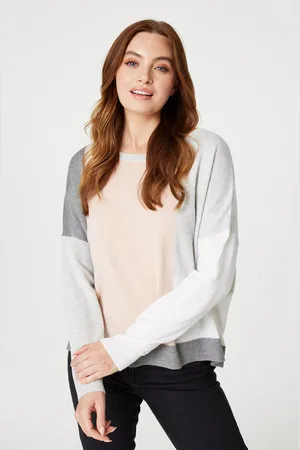 Izabel London Womens Colour Block Relaxed Knit Jumper Polyester/Acrylic - Size 18 UK