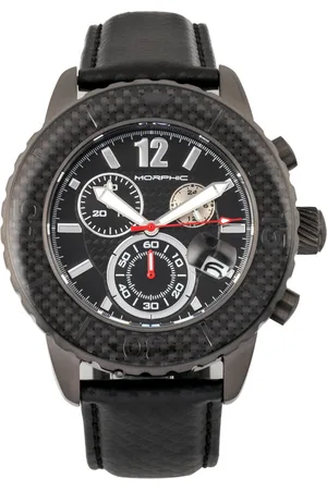 Morphic Mens M51 Series Chronograph Leather-Band Watch w/Date - Stainless Steel - One Size