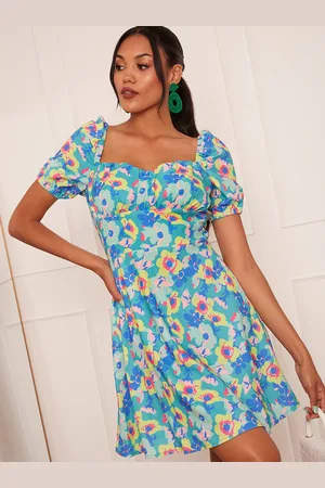 Chi Chi London Womens Puff Sleeve Floral Mini Dress in - Size 8 UK