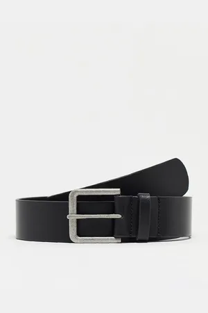 ASOS Mens smart leather belt with burnished silver buckle in - Size Small/Medium