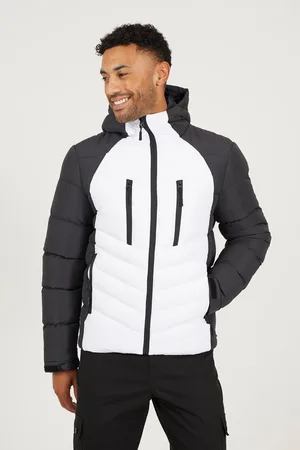 Brave Soul Mens Contrast Padded Hooded Jacket - Size Large
