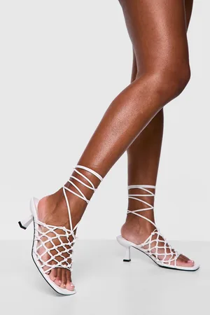 Boohoo Womens Knotted Caged Low Wrap Up Heels - - Size UK 4