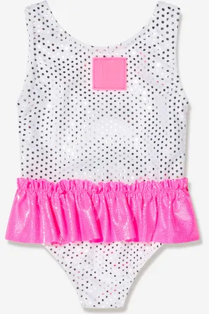 Balmain Baby Girls Logo Frill Swimsuit in - Size 1Y