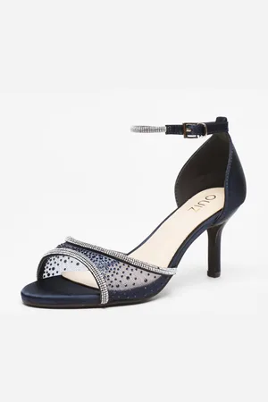 Quiz Womens Satin Mesh Diamante Heeled Sandal - Size UK 3