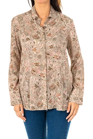 La Martina Womens long-sleeved shirt with lapel collar KWC002 - viscose - Size Medium
