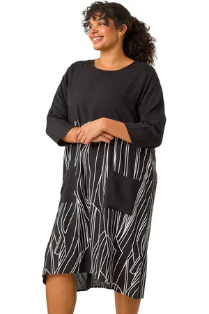Roman Womens Curve Abstract Print Pocket Smock Dress - - Size 20 UK