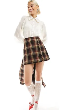 Labelrail Womens x Dyspnea checked a-line mini skirt co-ord in - Size 8 UK
