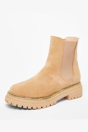 Quiz Womens Faux Suede Diamante Trim Boots - Size UK 6