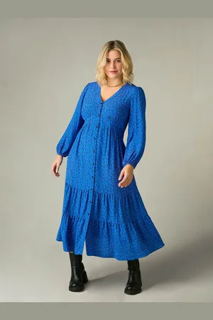 Live Unlimited London Womens Ditsy Button Front Midaxi Dress - Size 14 UK